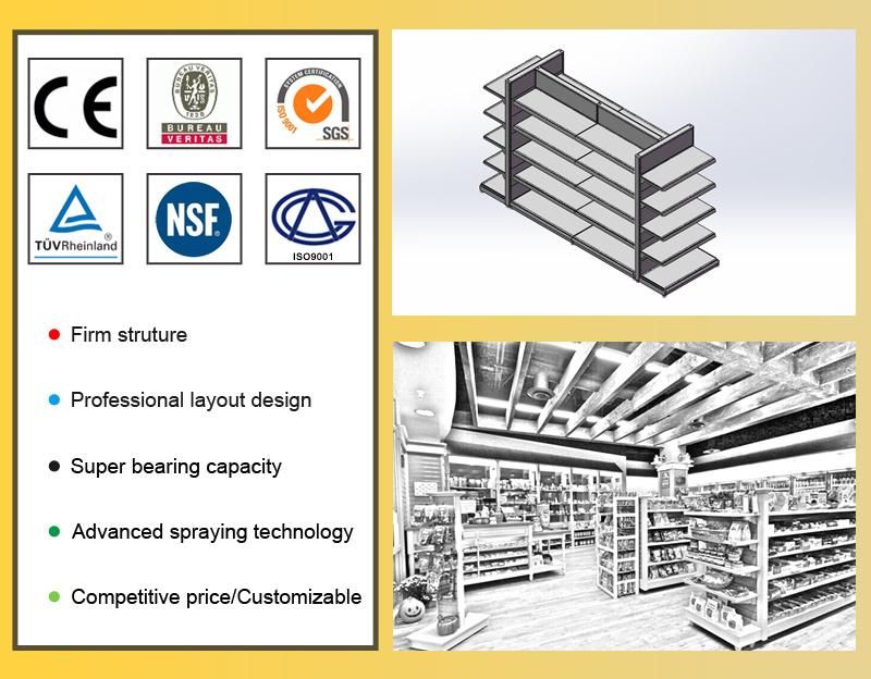 Light Duty Supermarket Shelf Racks with Steel Material Shelf