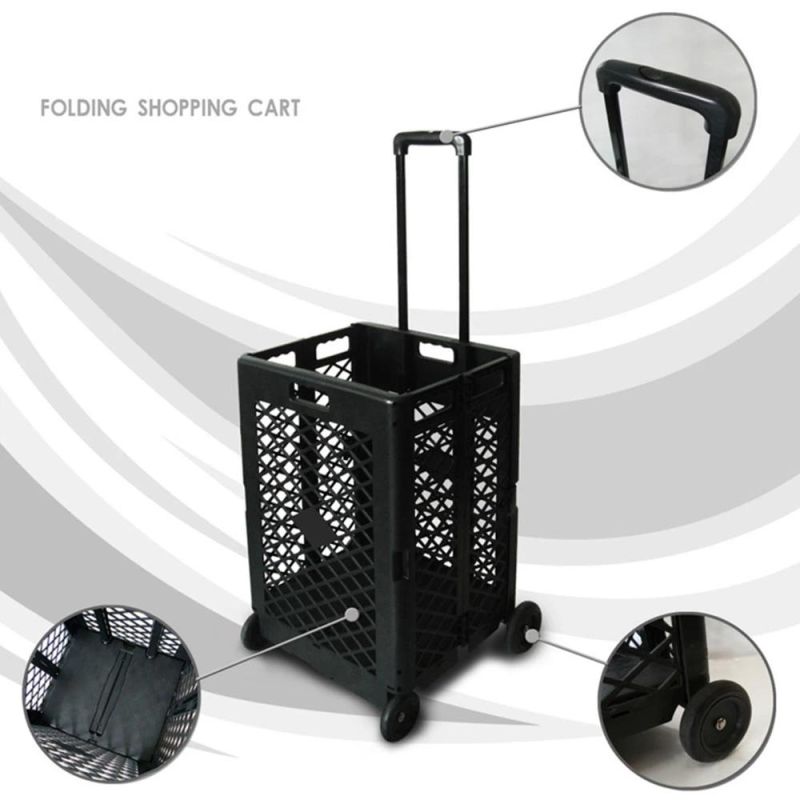 Wholesale Collapsible Plastic Mesh Crate Trolley Foldable Shopping Trolley
