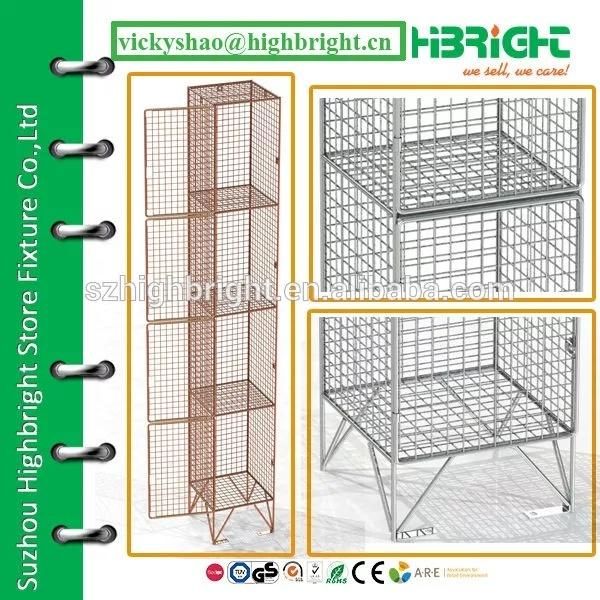 Red Color Metal Cloth Cabinet Wire Mesh Locker for Clothes