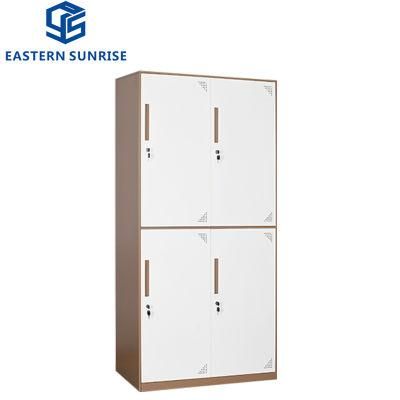 Office Furniture White 4 Doors Children Metal Cloth Wardrobe