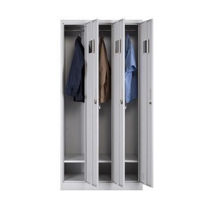 Popular Metal 3 Door Clothes Locker Cabinet Compartment Industrial Mini Steel Storage Box Locker