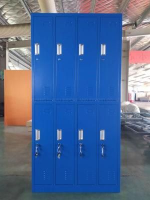 Blue Metal 8 Compartment Standard Office Locker Closet Taquilla for Office Employees