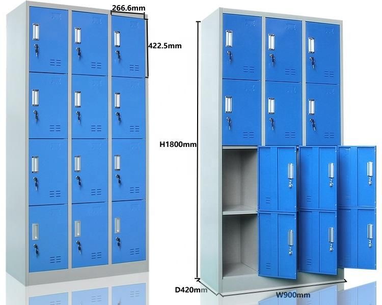 High Quality 12 Door Metal Locker Wardrobe Staff Locker Cabinet Gym Staff Lockers