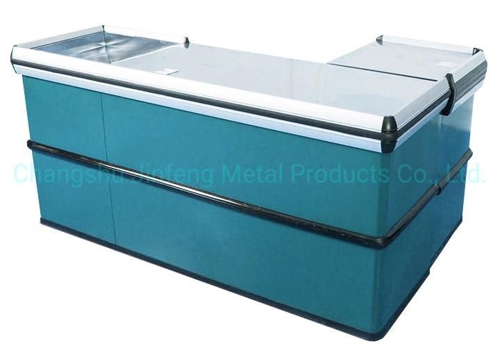 Supermarket Furniture Cashier Desk Convenience Store Metal Checkout Counter Jf-Cc-039