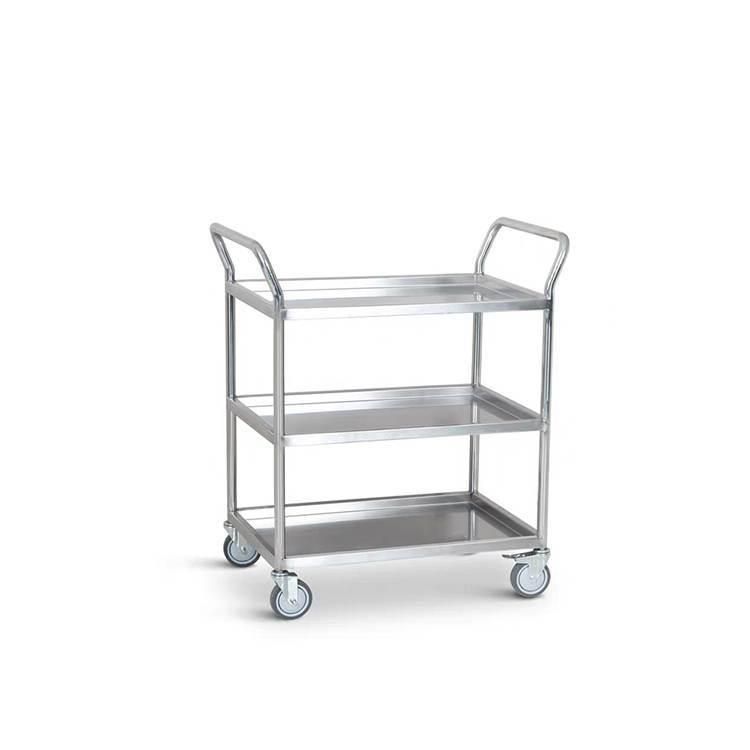 Densen Customized Mobile Stainless Steel Restaurant Food Catering Service Transport Trolley/Tea Cart for Kitchen