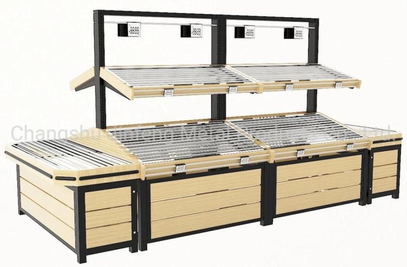 Supermarket Shelves Wood-Steel Racking for Vegetable and Fruit