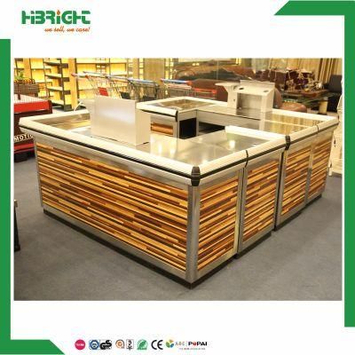 Wood Automatic Checkout Counter with Conveyor