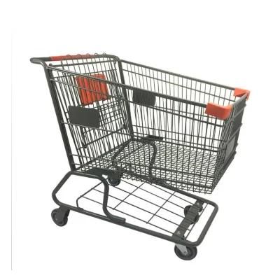 180 Liters Steel Supermarket Hand Zinc Plated Shopping Cart