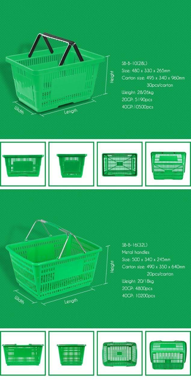 Two Handle Recycled Plastic Shopping Basket for Sale