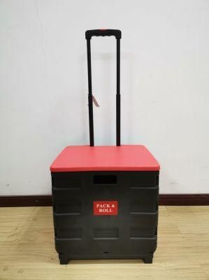 62L Factory Low Price Plastic Folding Shopping Trolley Luggage Cart