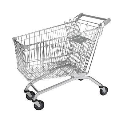 Good Selling Store Powder Coating Grocery Trolley with Plastic Accessories