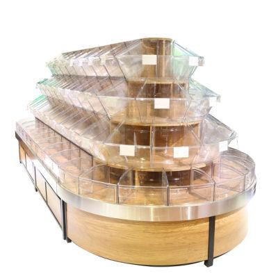 Solid Wood and Metal Single Sided Fruit/Cake/Bread/Vegetable Display Shelf Supermarket Shelf /Storage Shelf