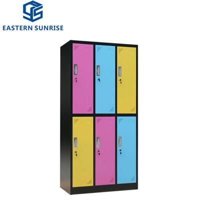 Colorful Changing Room Office School Furniture 6 Doors Steel Locker