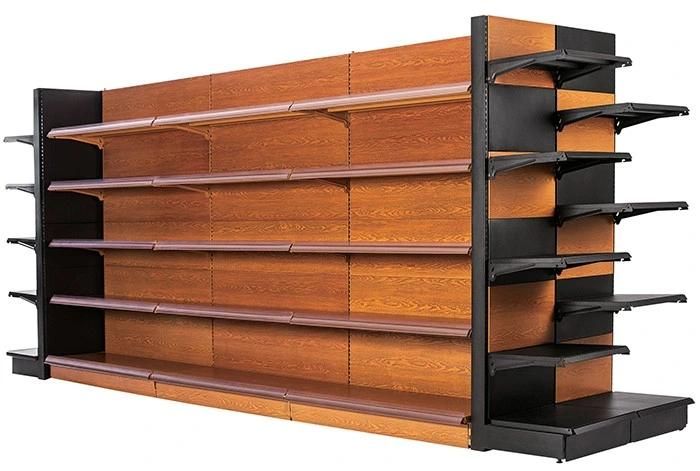 Wooden Store Rack Retail Shelf Gondola Advertising Display Rack