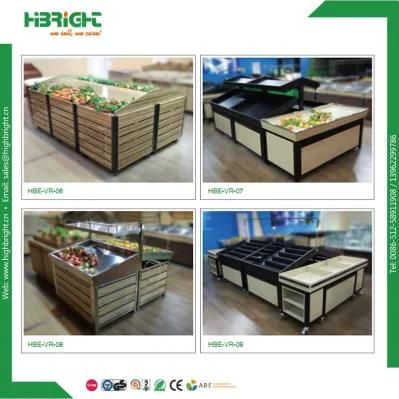 Supermarket Wooden Metal Fruits and Vegetables Display Rack