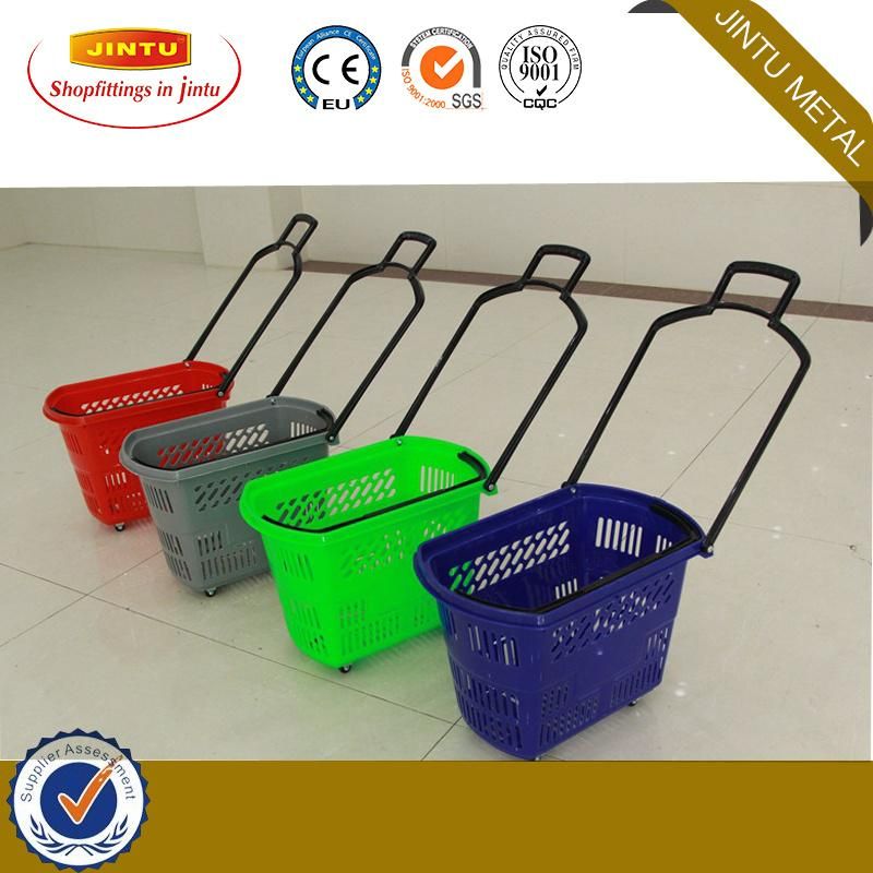 Shopping Plastic Basket, Supermarket Basket, Rolling Basket, Wheel Basket