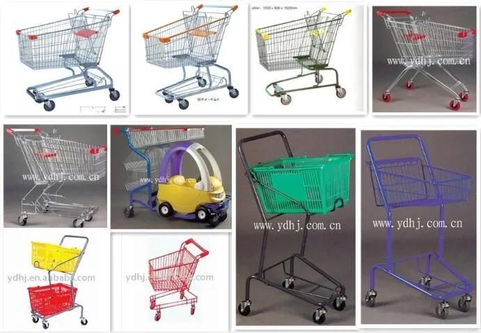 Supermarket Metal Kids/ Children Small Shopping Trolley Cart with Flag