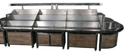 Supermarket Wooden Display Stand with Spray System for Vegetable