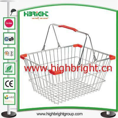 Double Steel Wire Shopping Baskets with Plastic Corner Parts