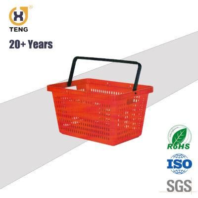 28L Wholesale Flexible Hand Held Plastic Supermarket Shopping Basket for Shops