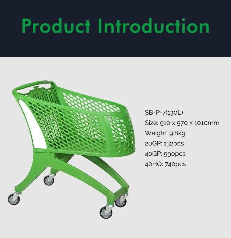 Plastic Shopping 100L Supermarket Trolley Dimensions for Hypermarket