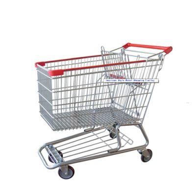 American Style Metal Supermarket Shopping Trolley for Hypmarket