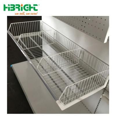 Wire Mesh Hanging Basket Shelf with Divider for Grocery Store Supermarket Gondola Shelf