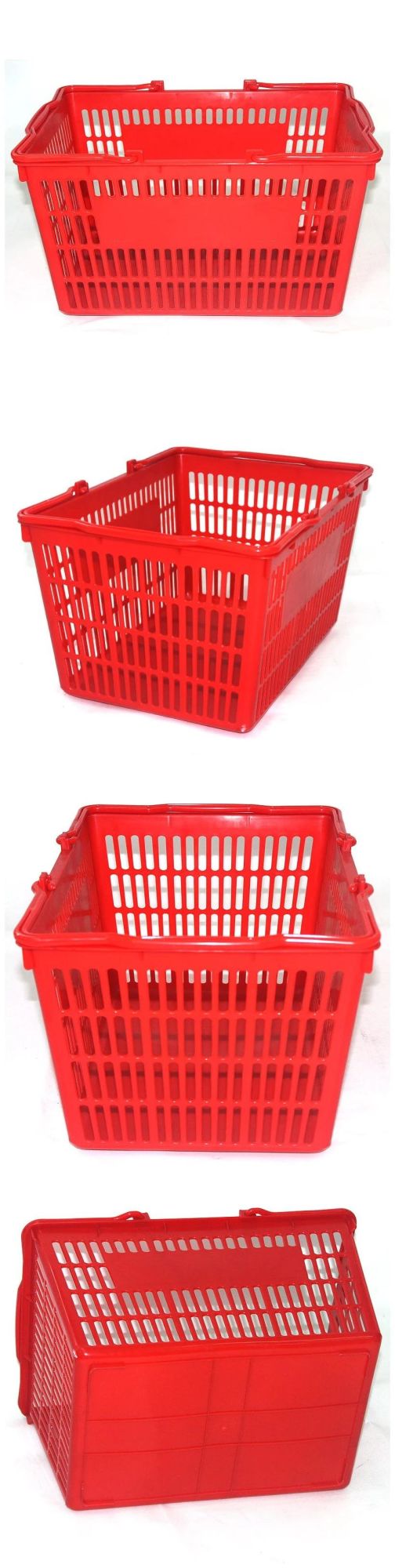 Hotter Shopping Double Handles Large Flat Portable Plastic Rolling Basket