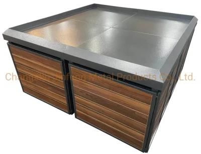 Supermarket Equipment Shelf Metal Display Shelving with Wood for Fruit and Vegetable