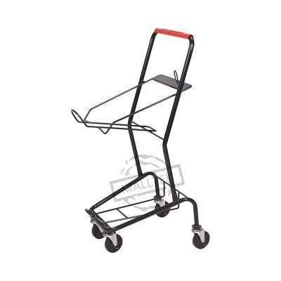 Japan Type Metal Supermarket Shopping Hand Basket Cart Trolley with 2 Basket