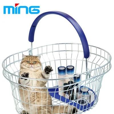 Metal Wire Supermarket Basket with Handle