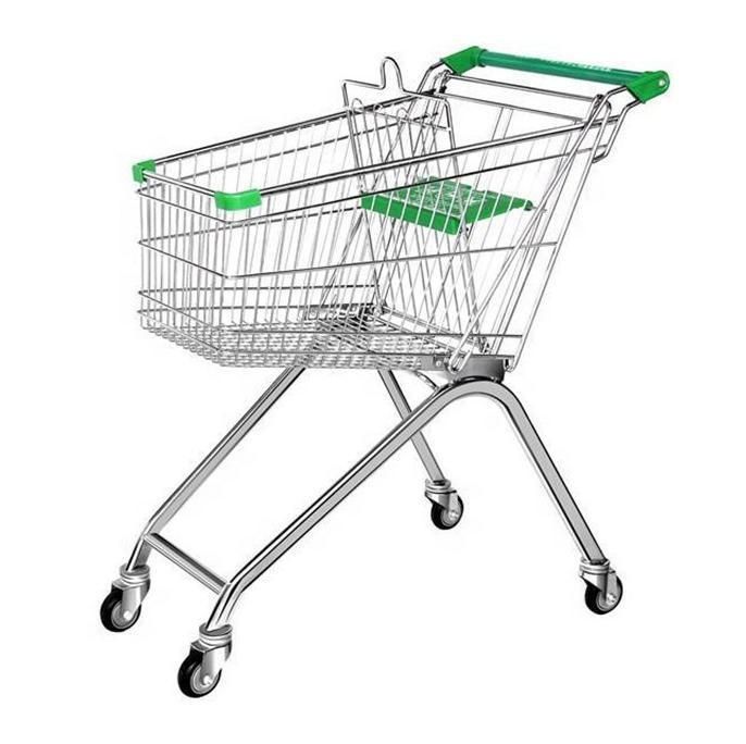 Supermarket Metal European Shopping Trolley with Four Wheels