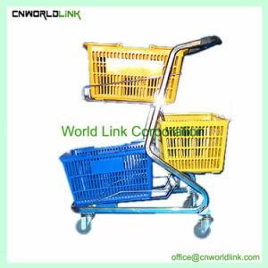 Three Basket Shopping Cart Supermarket Moving Trolley