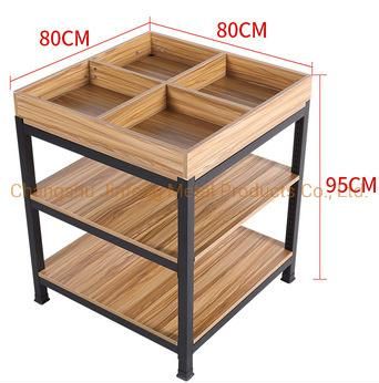 Supermarket Milk Steel-Wood Shelf Convenience Store Beverage Promotional Display Stand