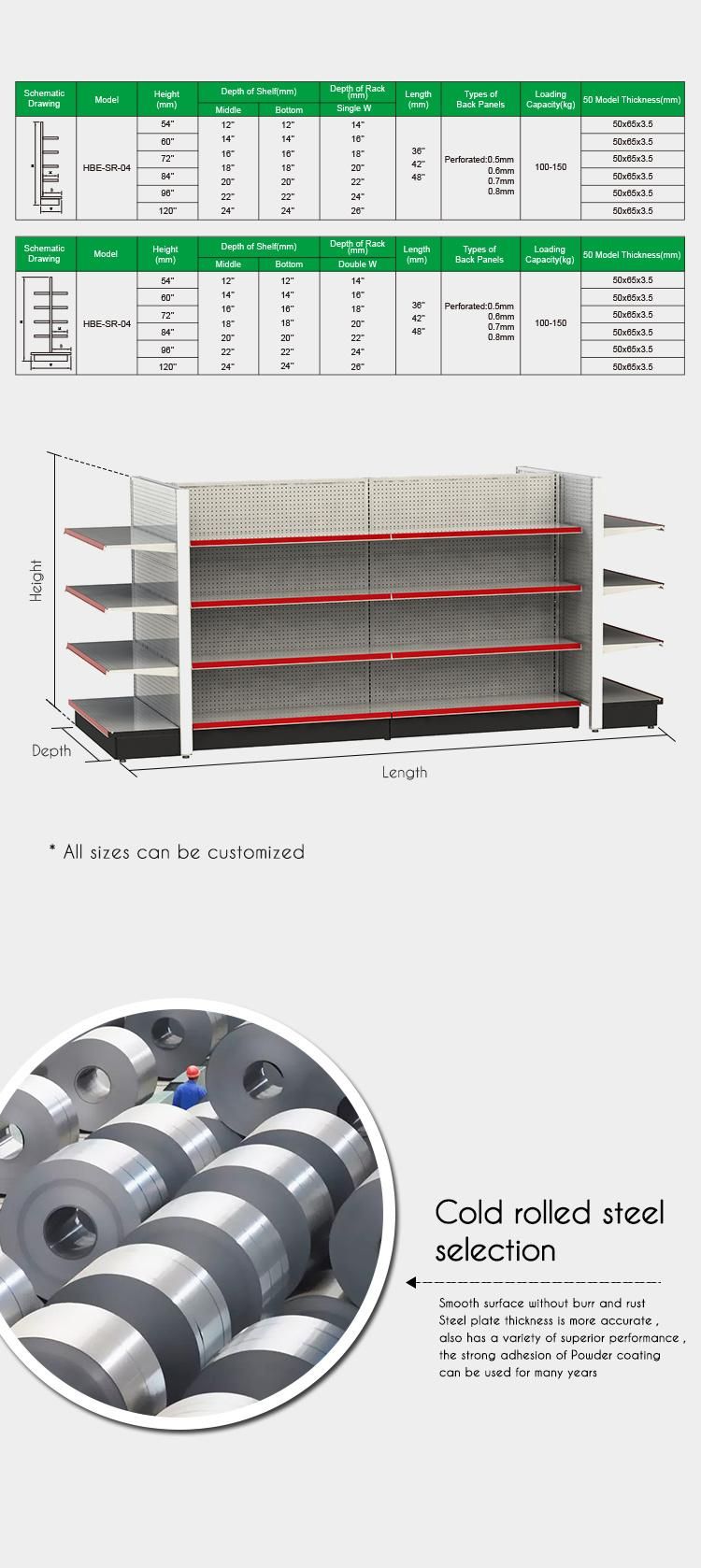 Commercial Powder Coated Display Gondola Shelving