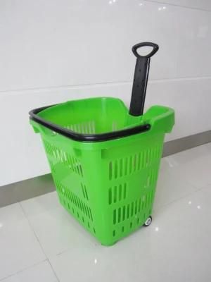 Hdpp Supermarket Trolley Telescopic Handle Rolling Baskets Cart