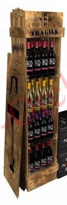 Custom Flooring 4-Tier Wine Store Wooden Wine Bottle Display Stand
