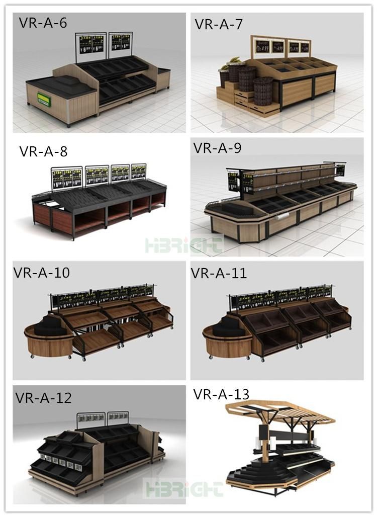 Supermarket Wooden Fruit and Vegetable Display Rack