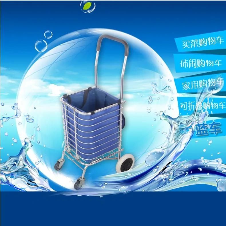 Fashion with Waterproof Fabric Trolley Portable with Aluminium Supermarket Wholesale Folding Shopping Cart
