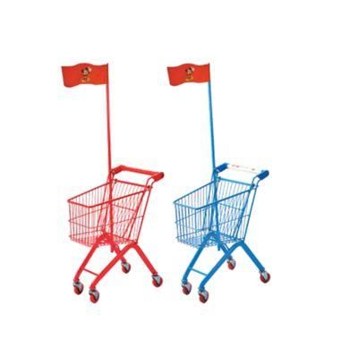 Factory-Made Supermarket Grocery Retail Store Stroller Trolley with Small Flag