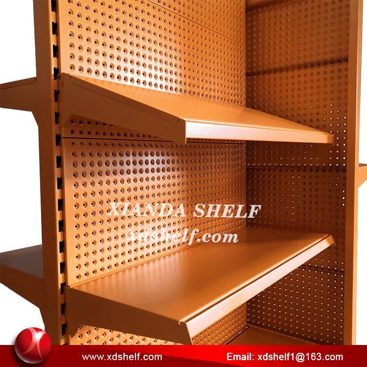 Durable Easy Delivey Double Side Hardware Store Metal Gondola Tools Equipment Store Shop Floor Display Shelving Rack Brand Distributor with Metal Sign Board
