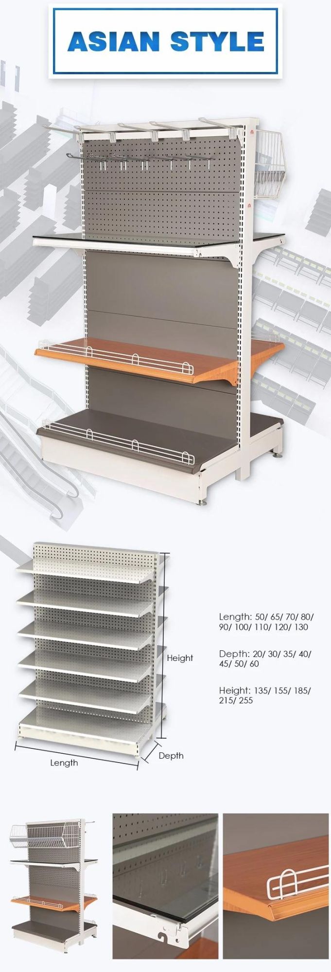 Retail Department Store Shelf Gondola Display Rack