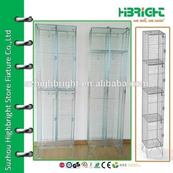 Red Color Metal Cloth Cabinet Wire Mesh Locker for Clothes