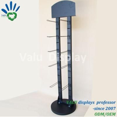 Metal Floor Display Rack with Hooks for Hanging Light Weight Producuts/Mobile Accessories/Battery/Gloves
