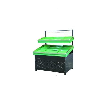 Store Supermarket Equipment Double Layer Shelf Fruit Vegetable Display Rack