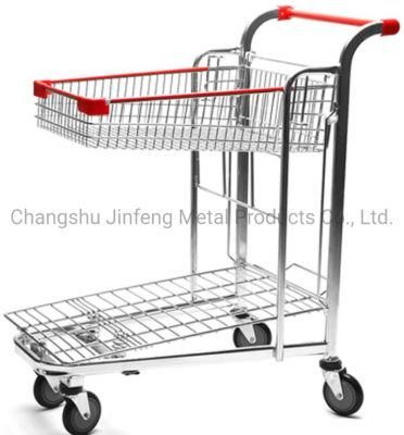 Promotional Retail Inventory Wholesale Folding Grocery Shopping Cart Trolleys