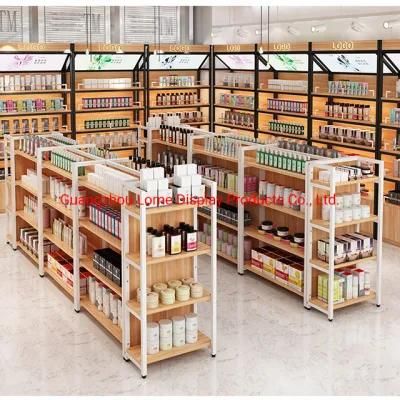 Supermarket Shelves Steel Wood Shelves Retail Display Showcase for Shop