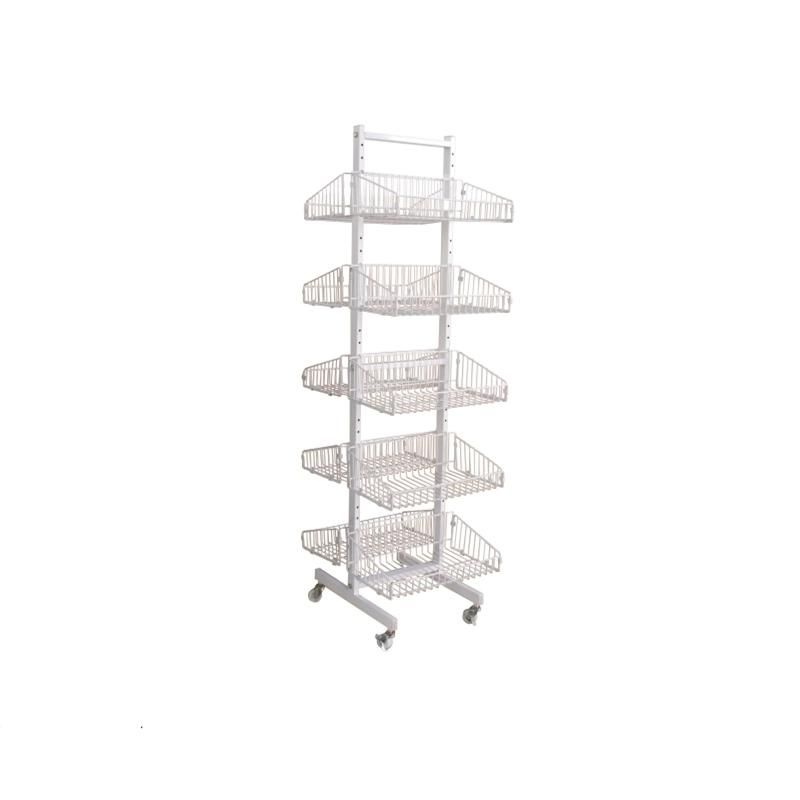 Supermarket Storage Snack Display Basket Rack Shelf with Wheel