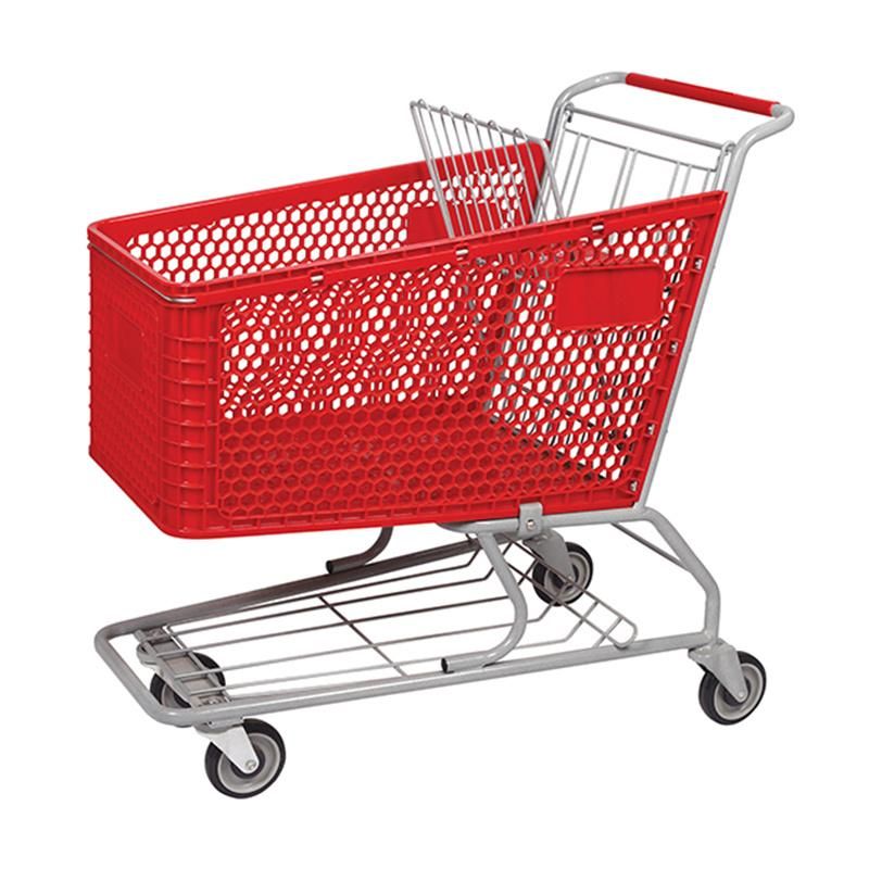 Large Size Heavy Duty Plastic Folding Shopping Trolley for Supermarket and Clothes Store