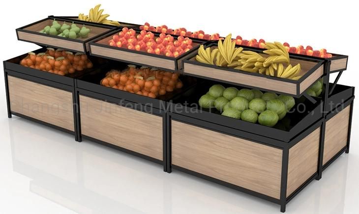 Supermarket Wooden Display Rack for Fruit Shop Display Shelve